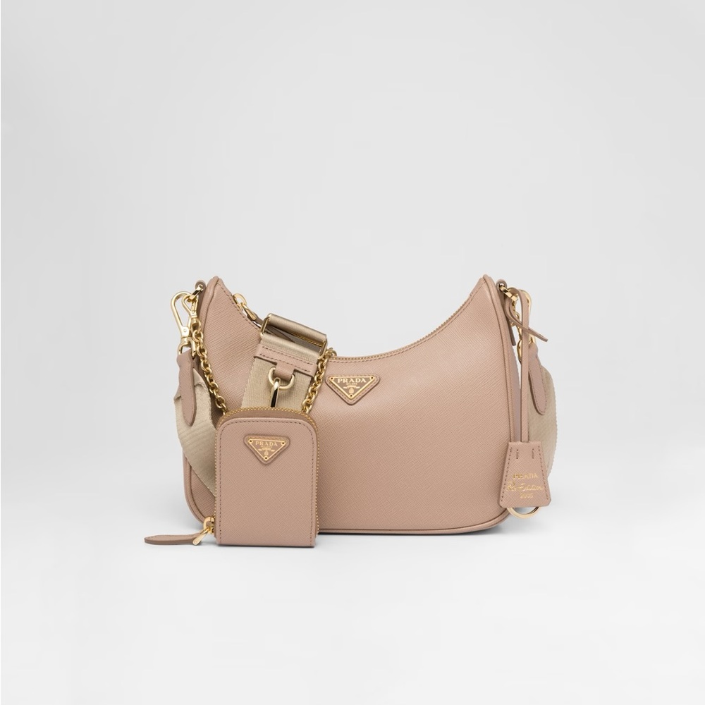 PRADA Re-Edition 2005 Saffiano Leather Cross-Body Bag in Cameo